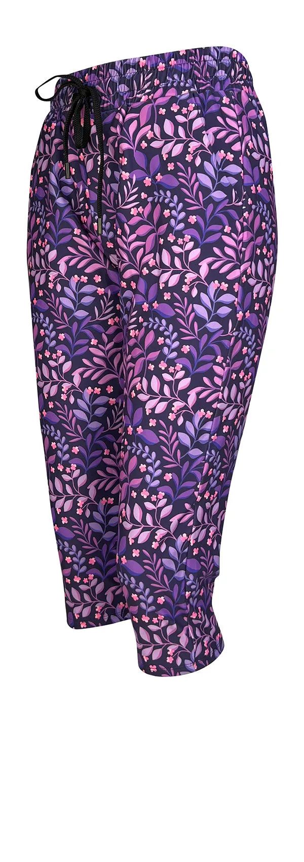 Purple Floral Print Sweatpants