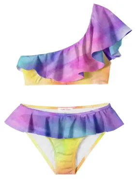 Tie Dye Purple One Shoulder Bikini