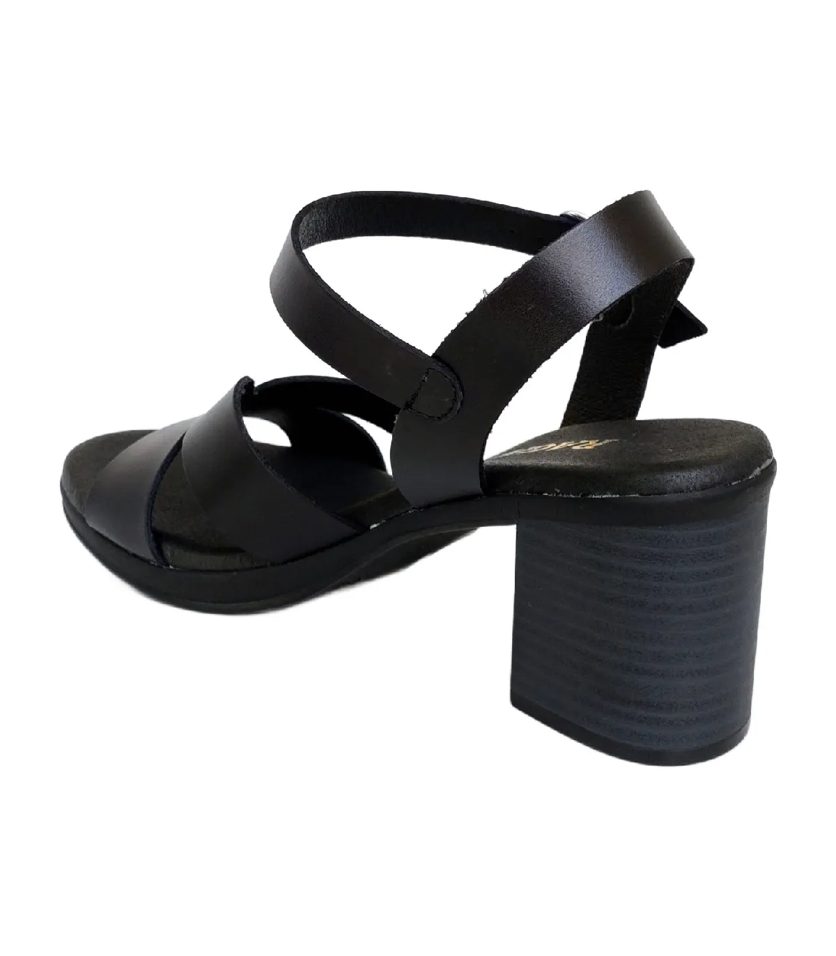 Ragazza Leather with heel Sandal- Black 0744