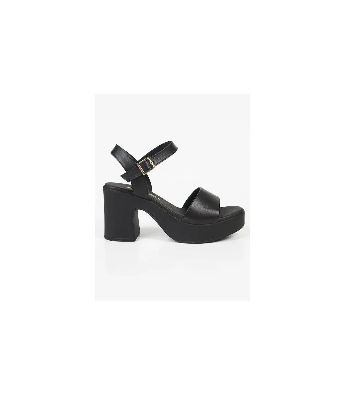 Ragazza Leather with heel Sandal- Black 0787