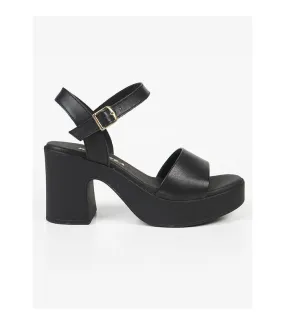 Ragazza Leather with heel Sandal- Black 0787