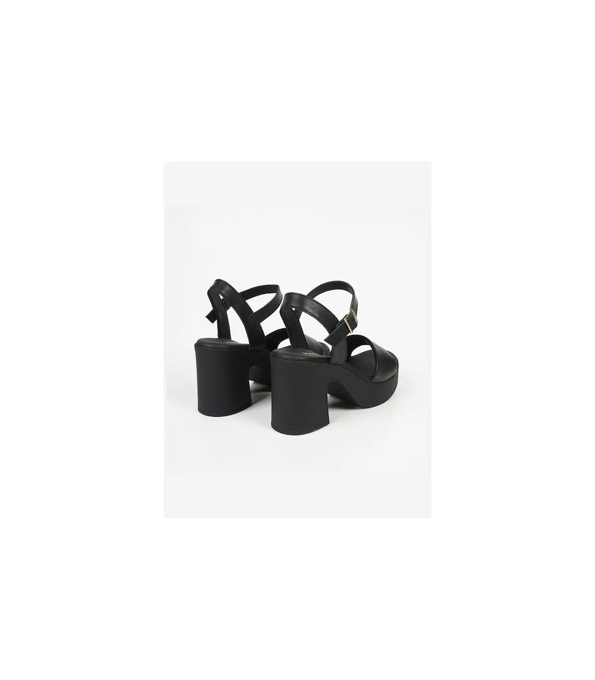 Ragazza Leather with heel Sandal- Black 0787