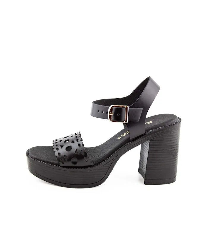 Ragazza Leather with heel Sandal- Black