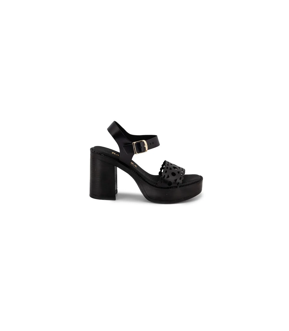 Ragazza Leather with heel Sandal- Black