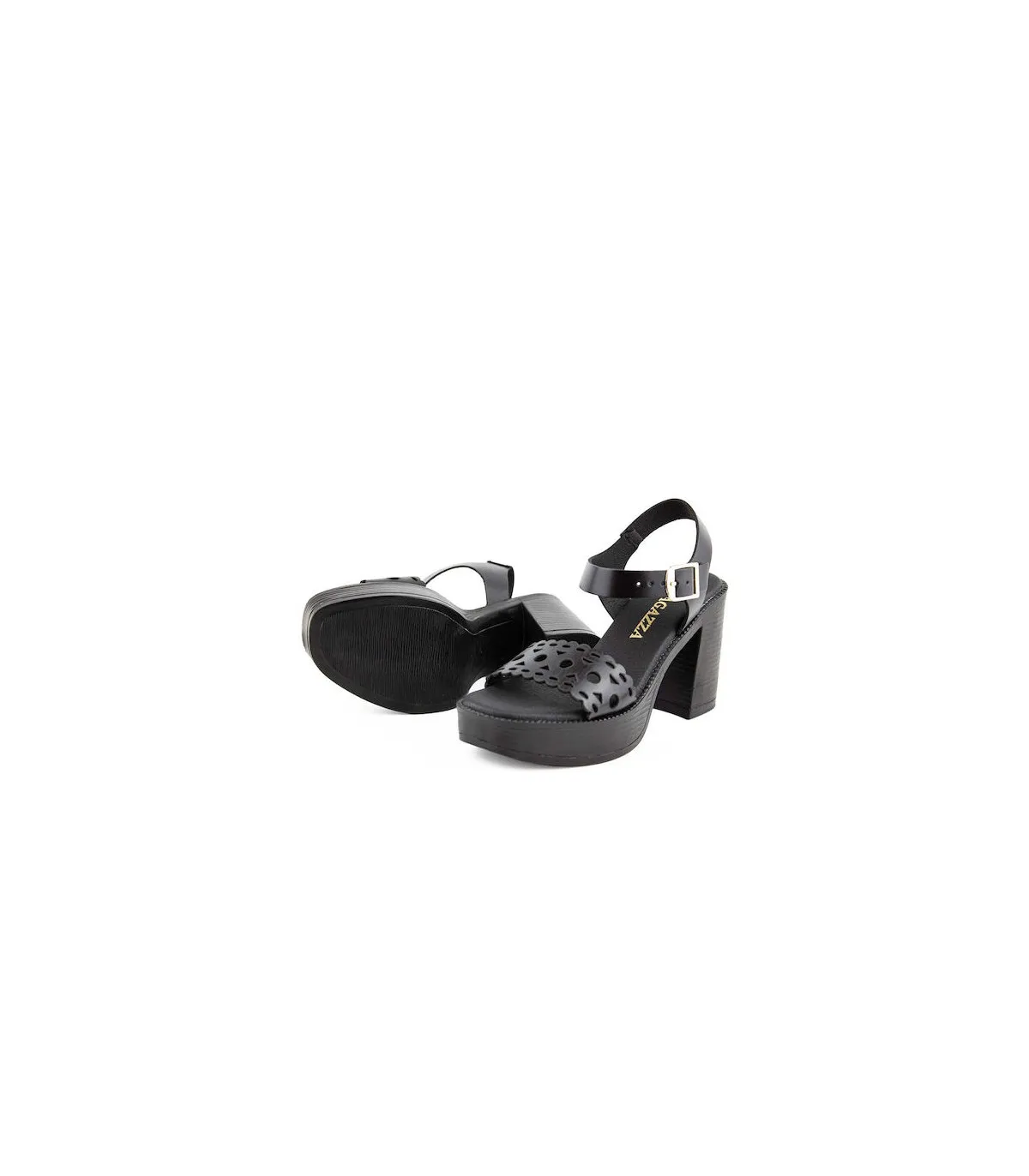 Ragazza Leather with heel Sandal- Black