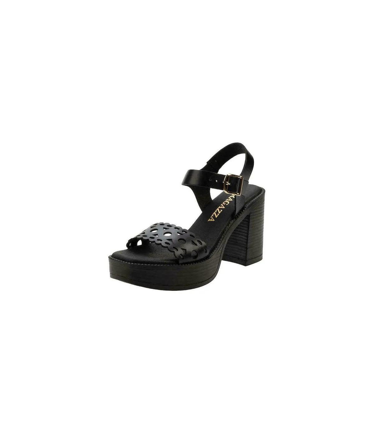 Ragazza Leather with heel Sandal- Black