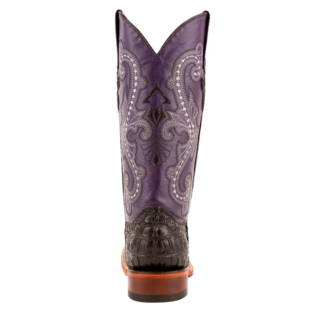 Rancher Caiman Embroidered Square Toe Cowboy Boots