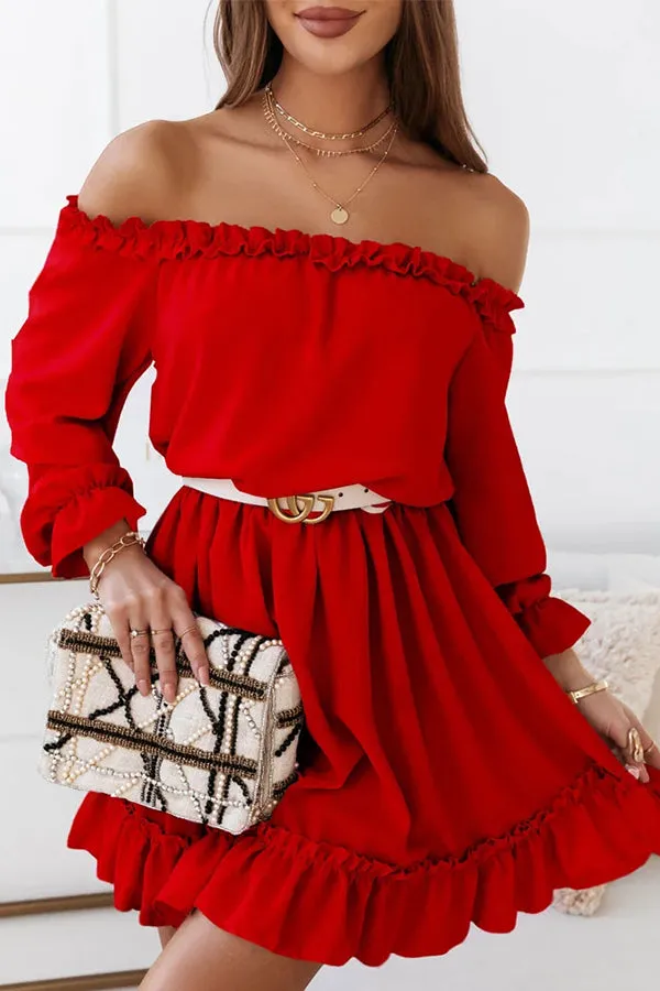 Ray of Sun Off Shoulder Long Sleeve Mini Dress