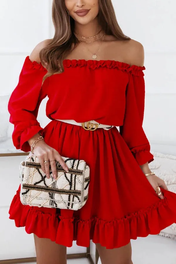 Ray of Sun Off Shoulder Long Sleeve Mini Dress