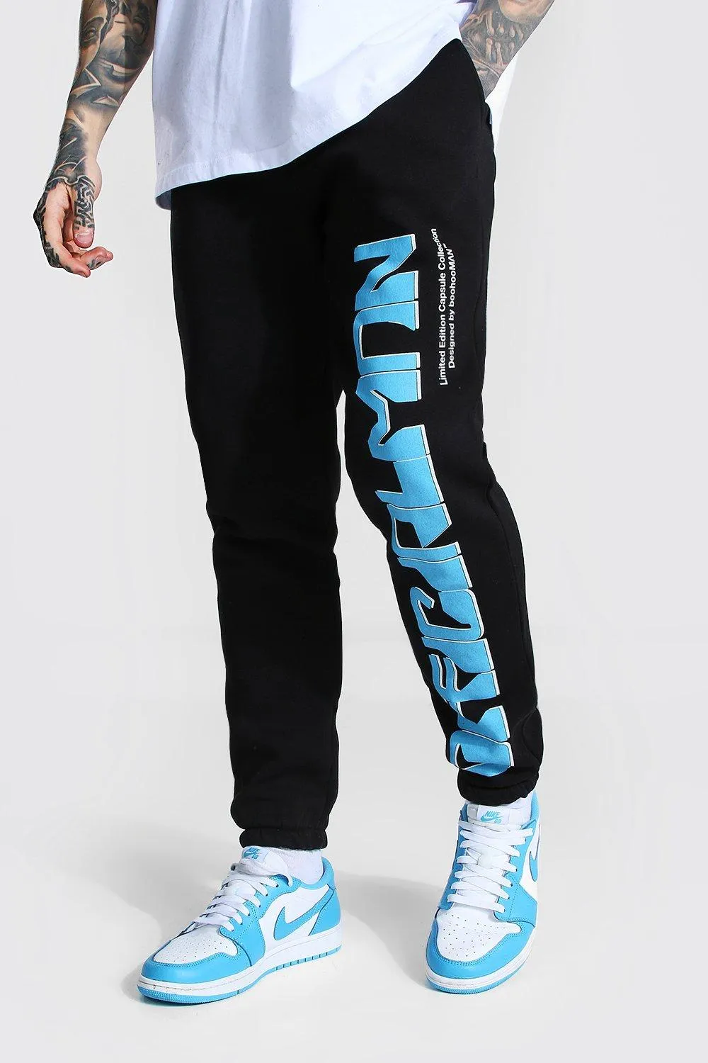 Regular Official Man Leg Print Joggers | boohooMAN UK