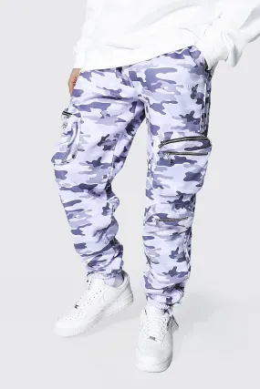 Regular Pintuck Utility Camo Cargo Joggers | boohooMAN UK