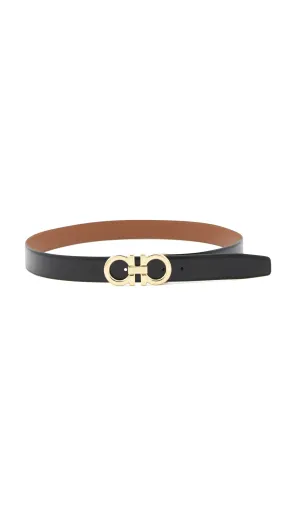 Reversible Gancini Belt - Black/Brown/Gold