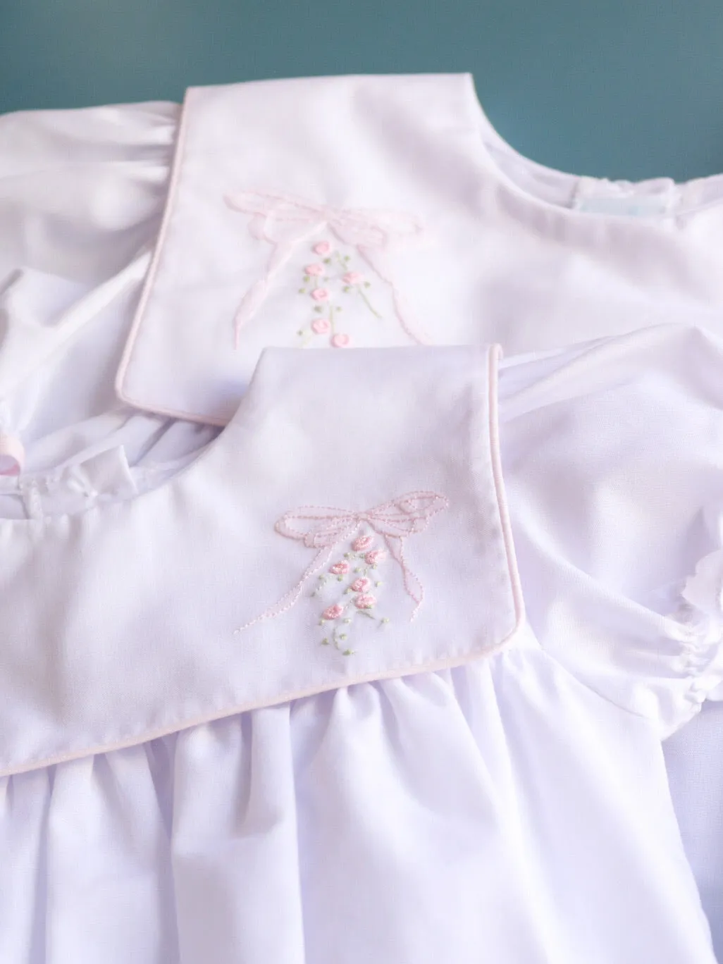 Ribbon Embroidered Dress | White