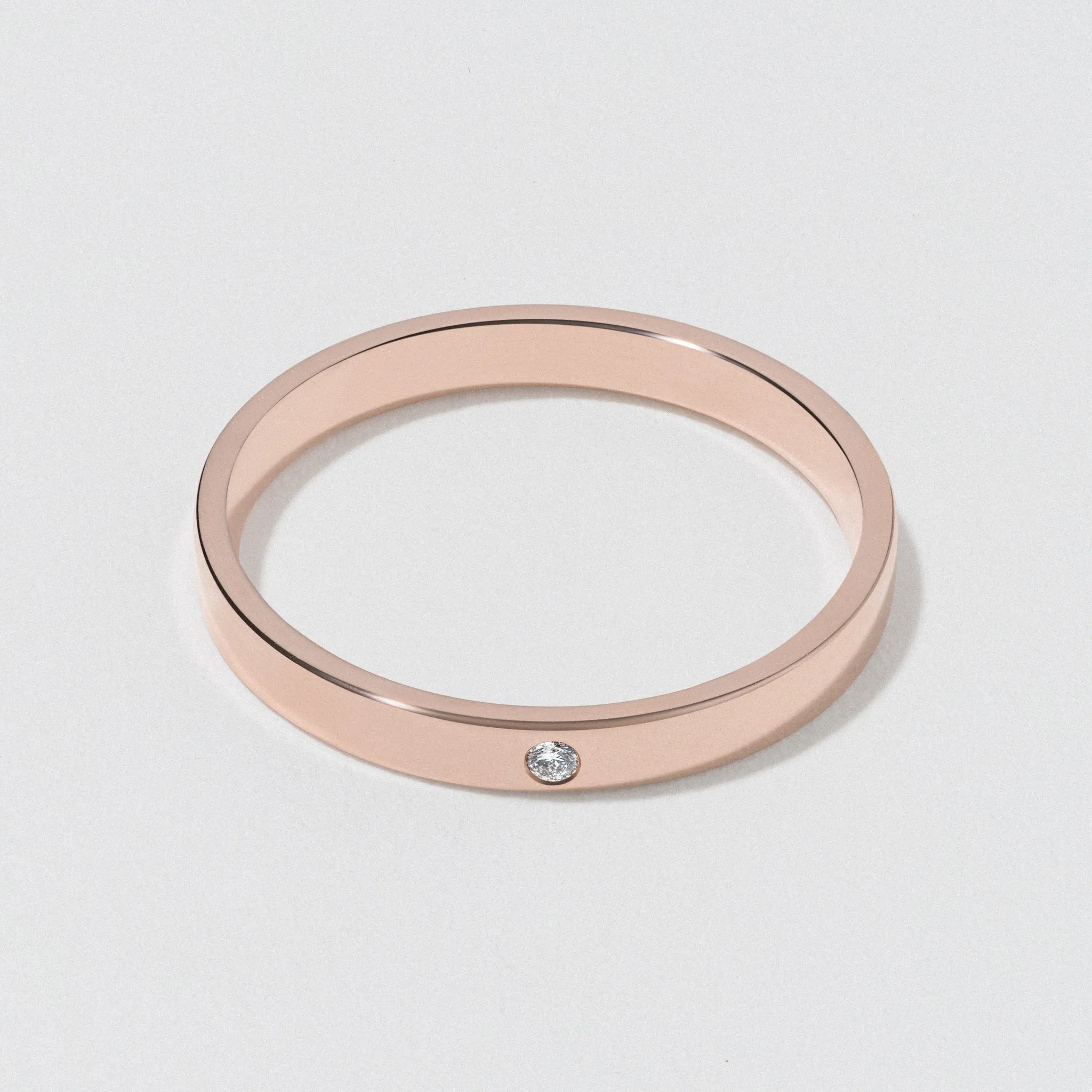 Rose Gold Flat Diamond Wedding Band - Polished 2.5mm