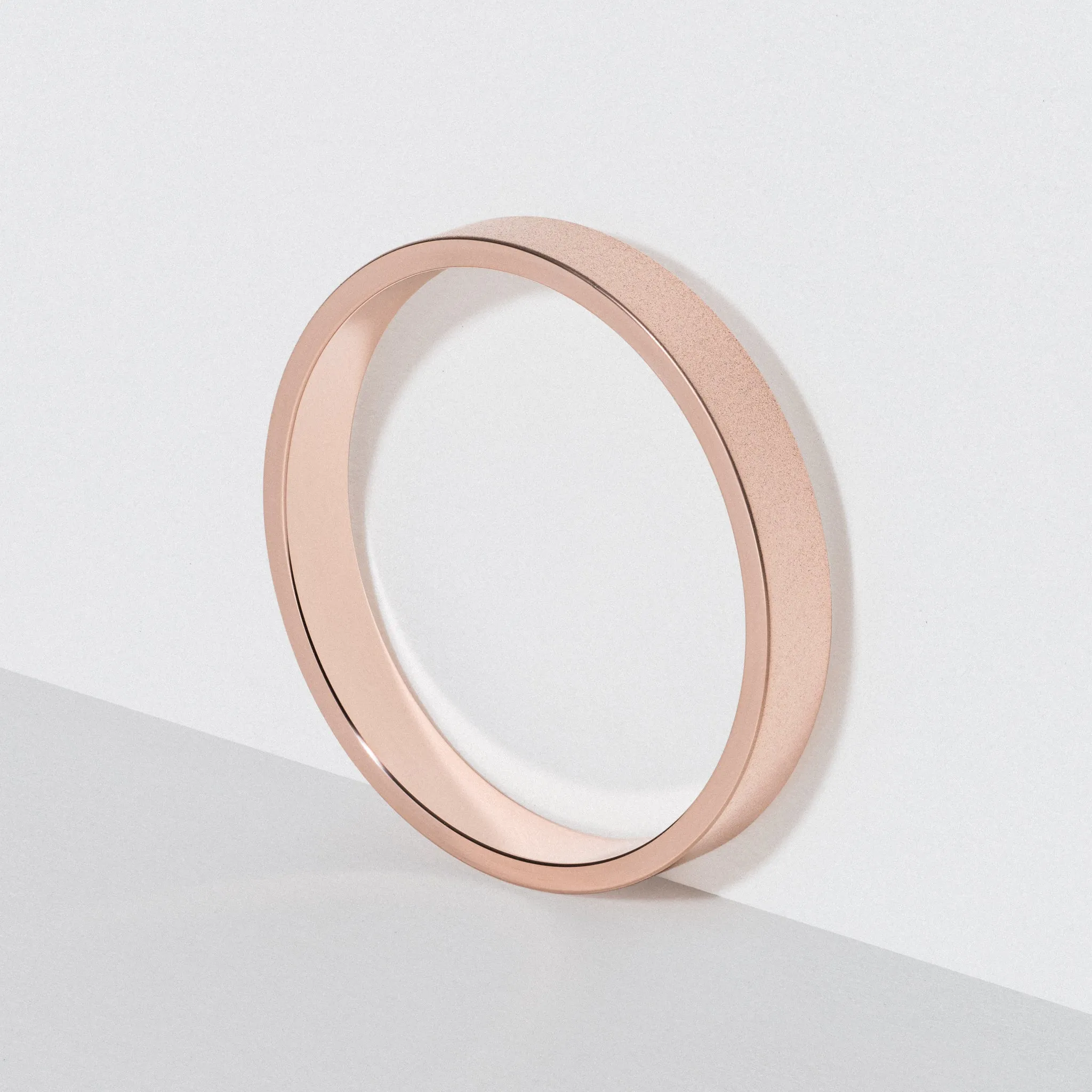 Rose Gold Flat Wedding Band - Matte 3mm