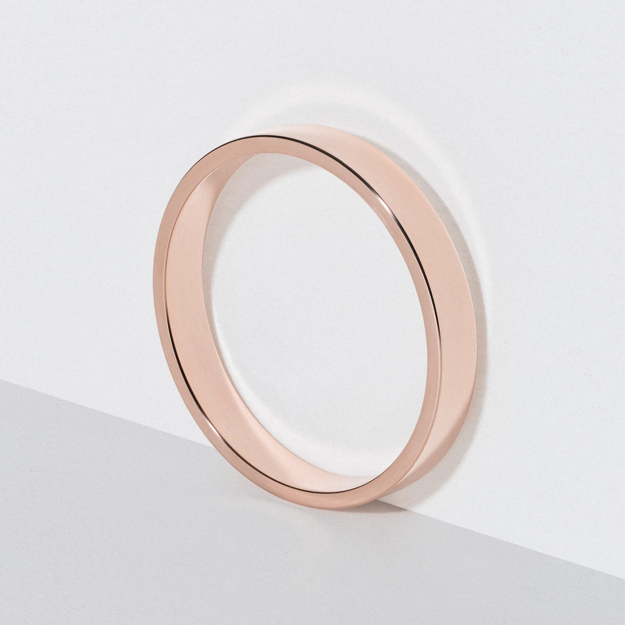 Rose Gold Flat Wedding Band - Polished 3mm