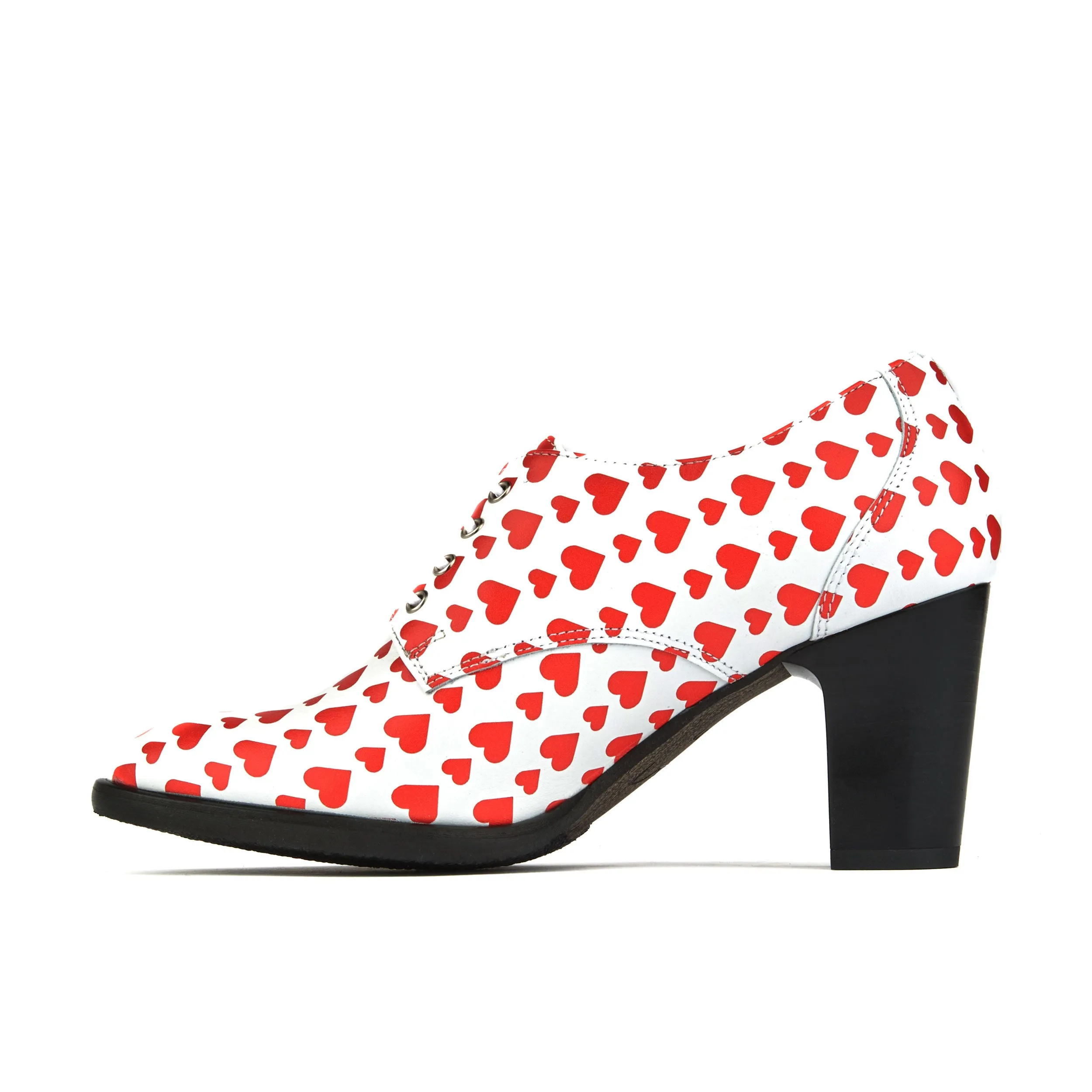 ROULETTE LOVE STRUCK - Women's 3 inch block heel oxford pump in heart shape print