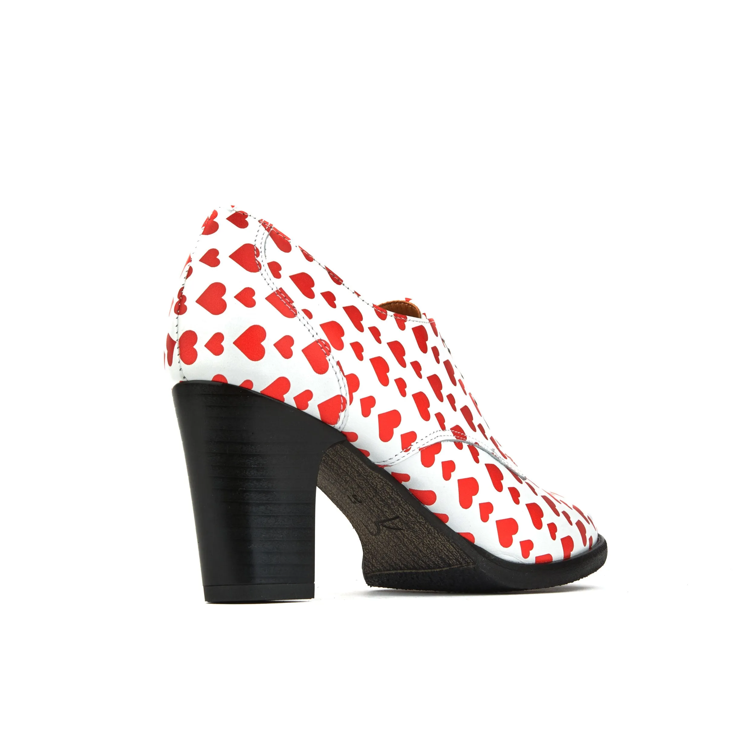 ROULETTE LOVE STRUCK - Women's 3 inch block heel oxford pump in heart shape print