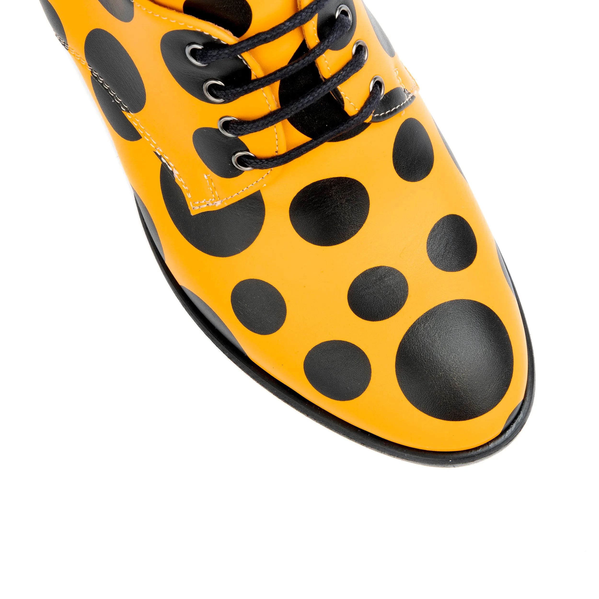 ROULETTE ORANGE POLKA - Women's leather oxford pump heel in orange & black polka