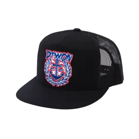 Salty Crest Flat Bill Trucker Snapback - Red, White, & Blue