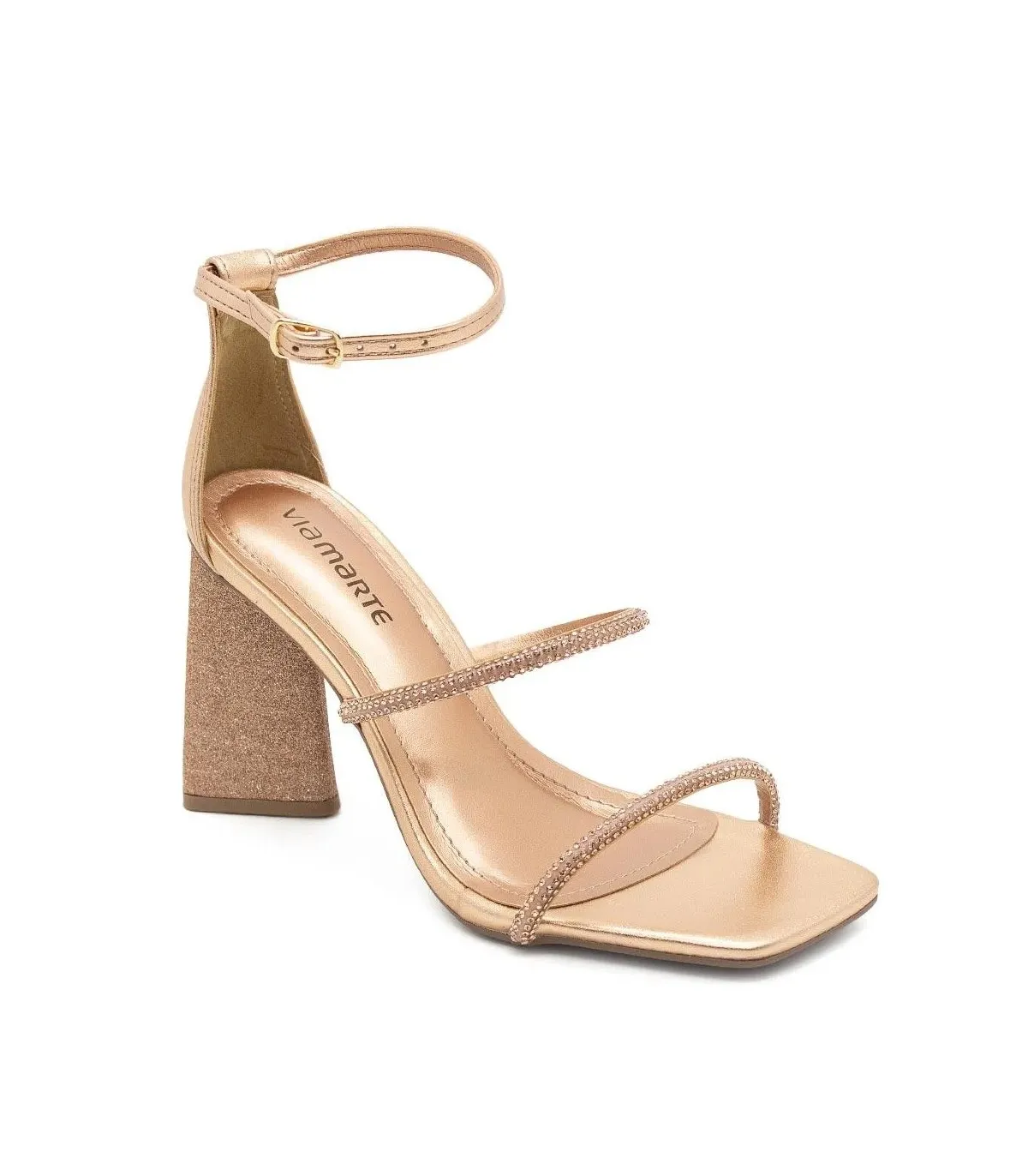 Sandal with Heel by VIA MARTE-Gold