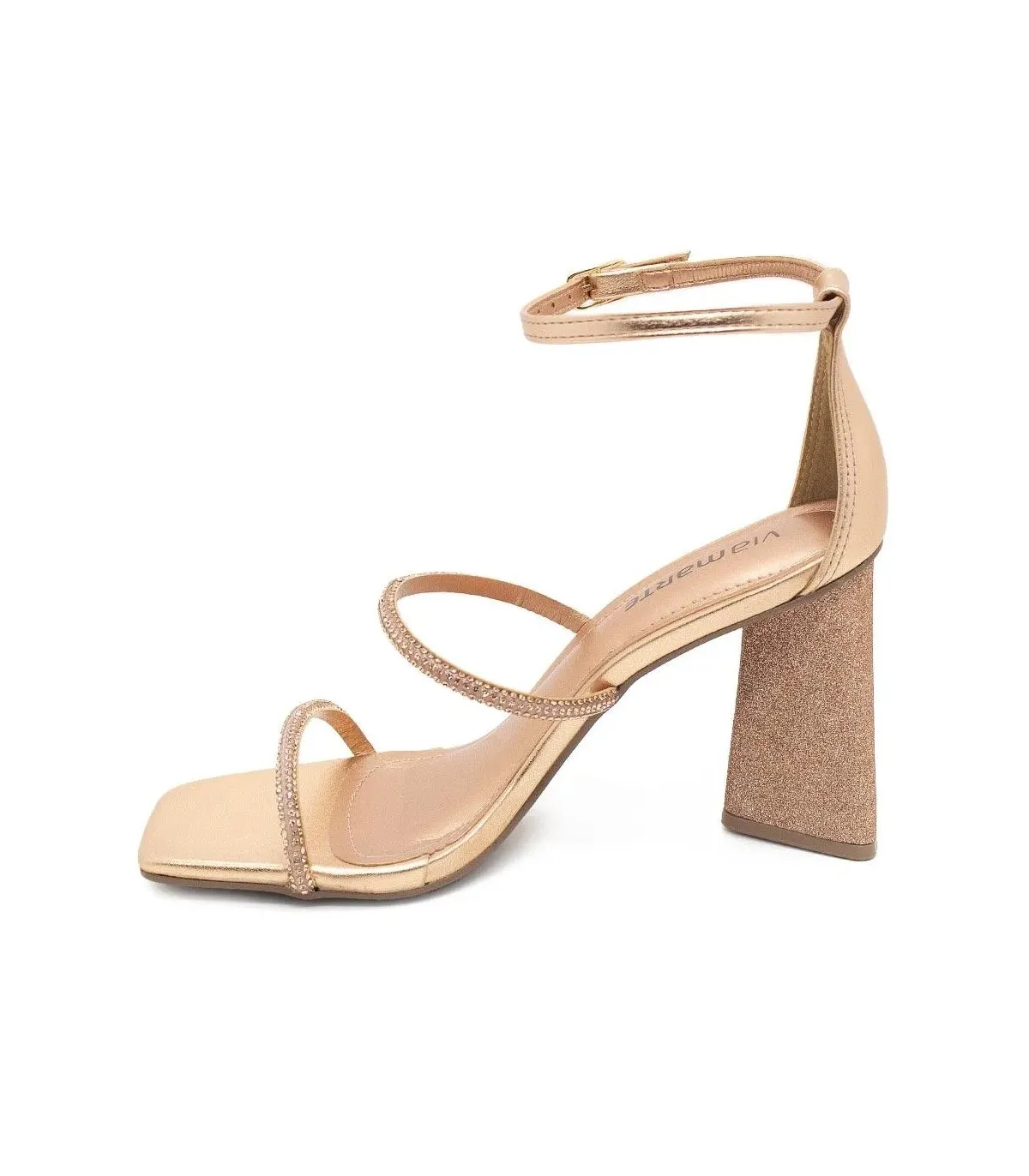 Sandal with Heel by VIA MARTE-Gold