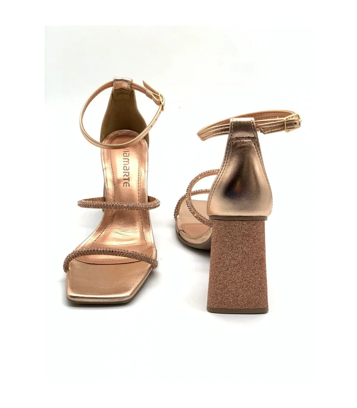 Sandal with Heel by VIA MARTE-Gold