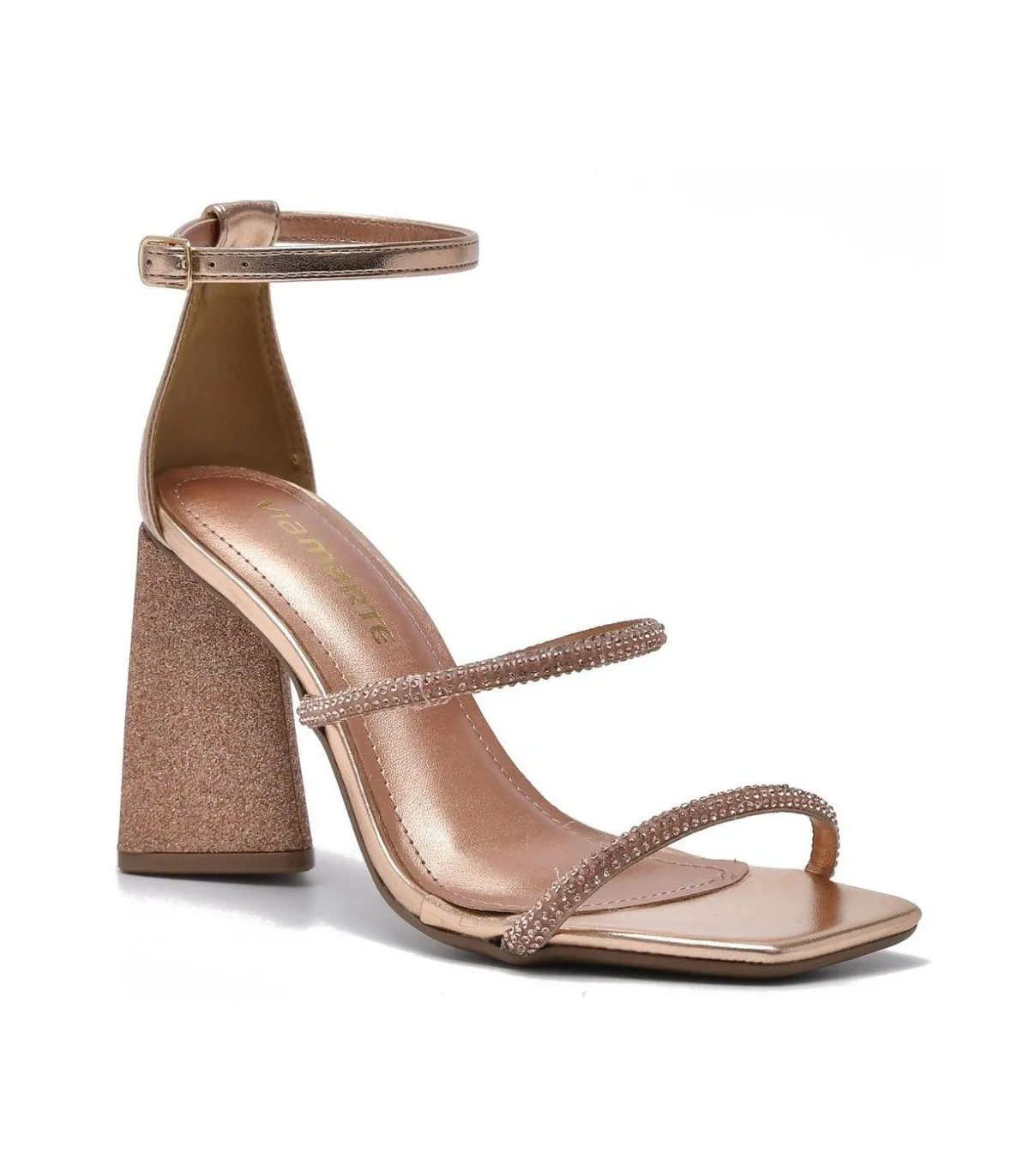 Sandal with Heel by VIA MARTE-Gold