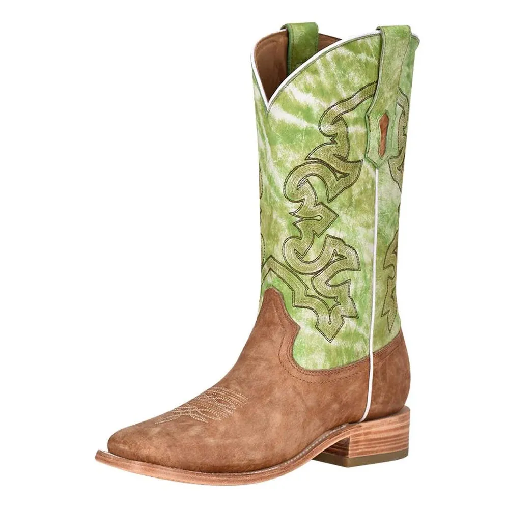 Sand/Green Embroidered Men's Boots