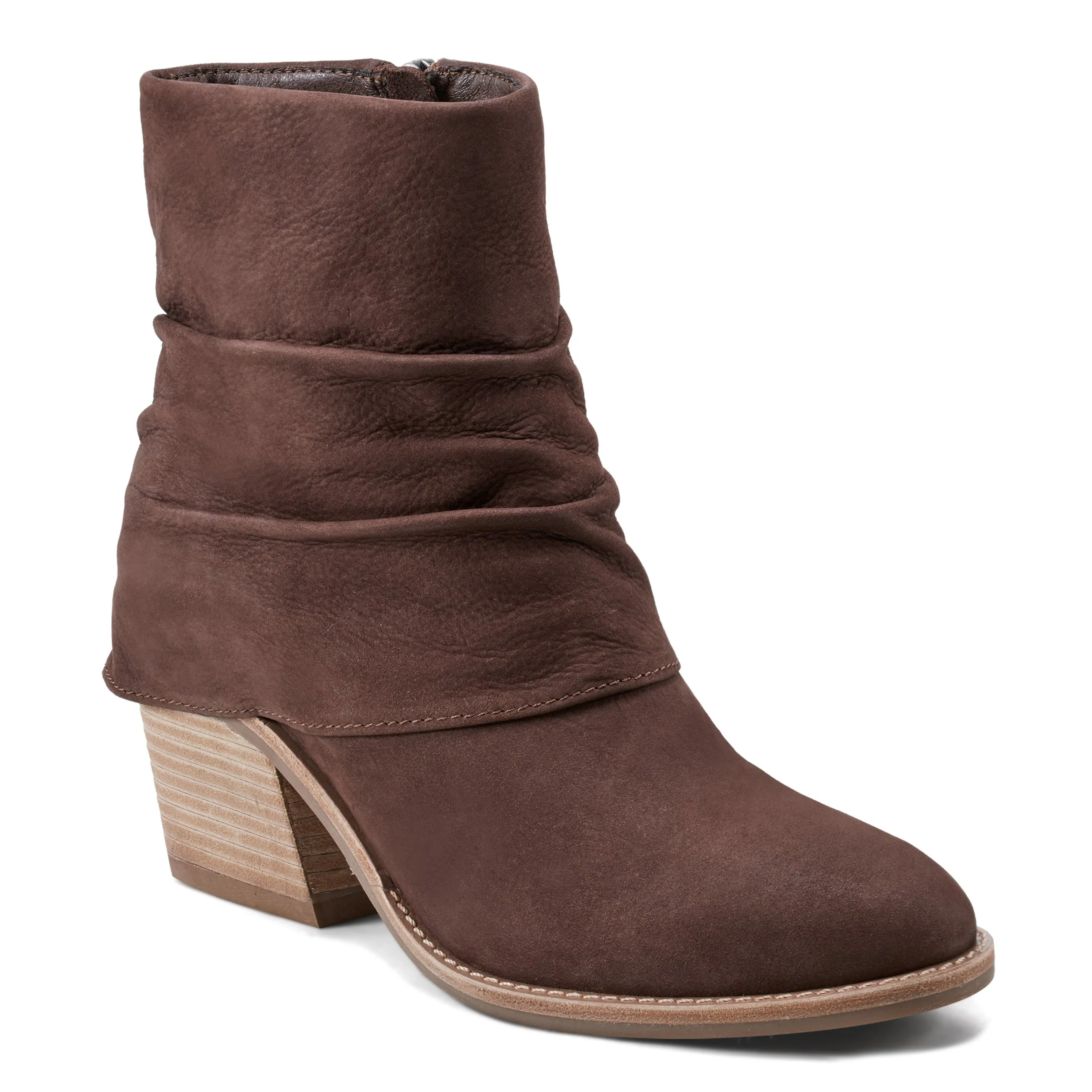 Savvy Block Heel Ruched Casual Booties