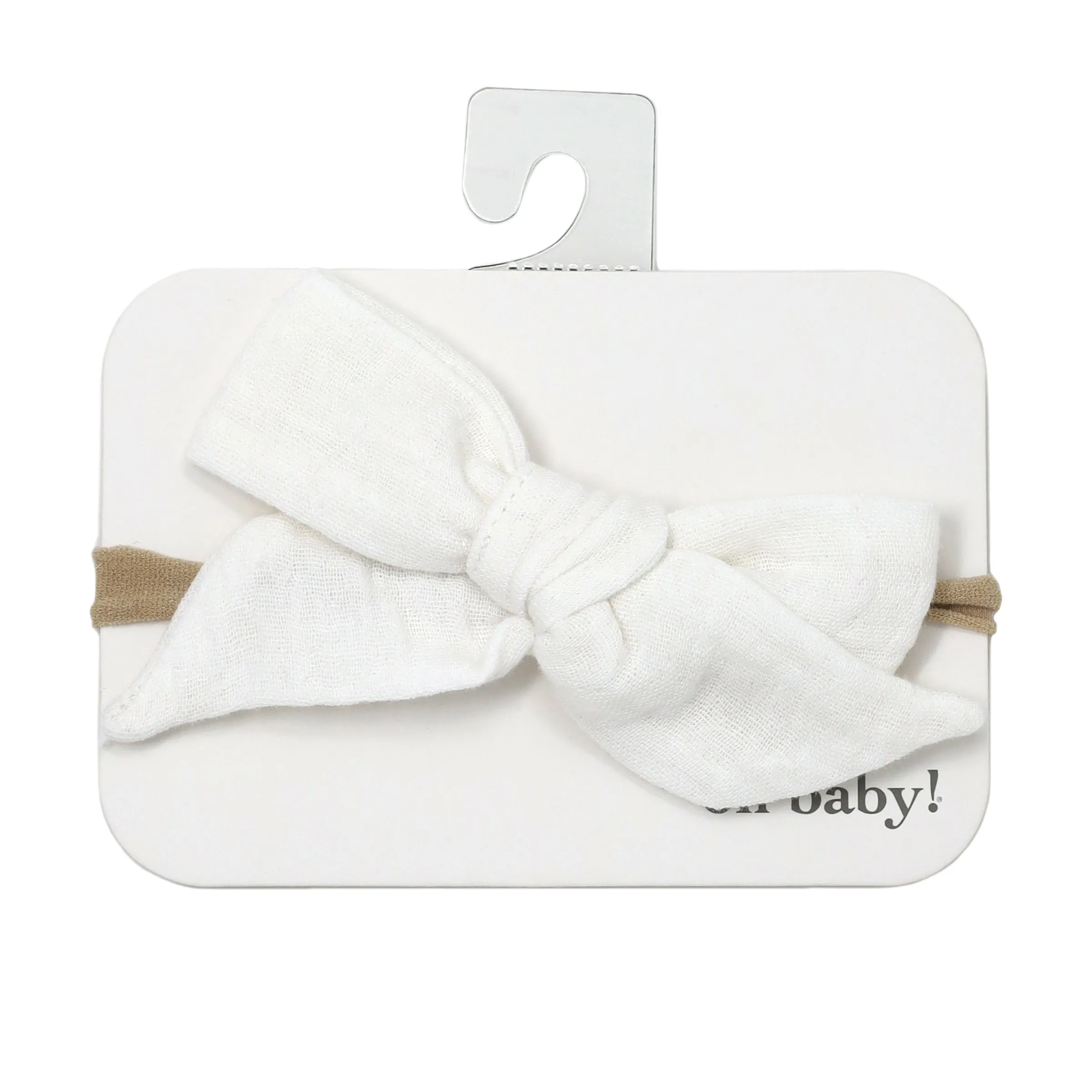 School Girl Gauze Bow Headband in Oyster Gray