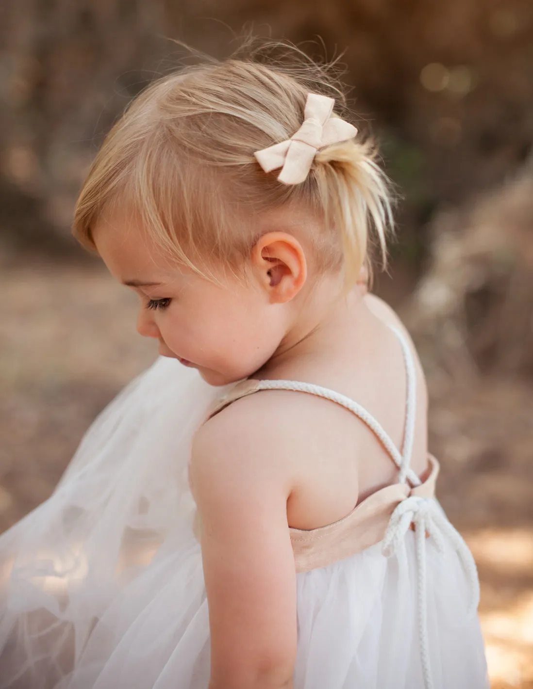 School Girl Linen Bow - Cream