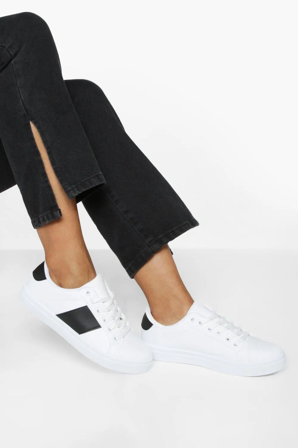 Side Stripe Detail Flat Sneakers