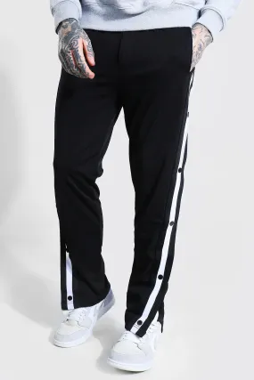 Side Tape Popper Tricot Joggers | boohooMAN UK