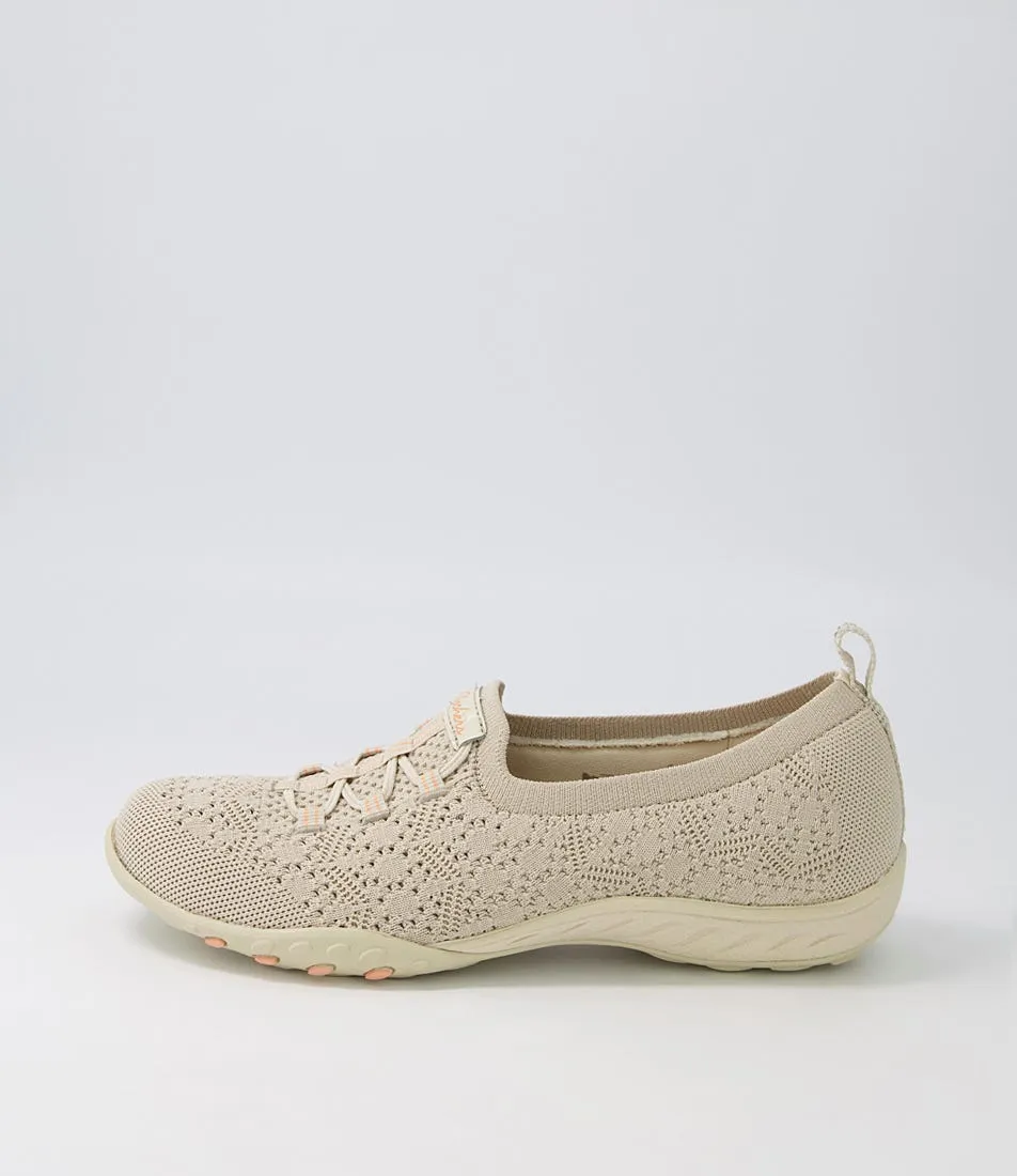 SKECHERS Breathe Taupe Textile Sneakers