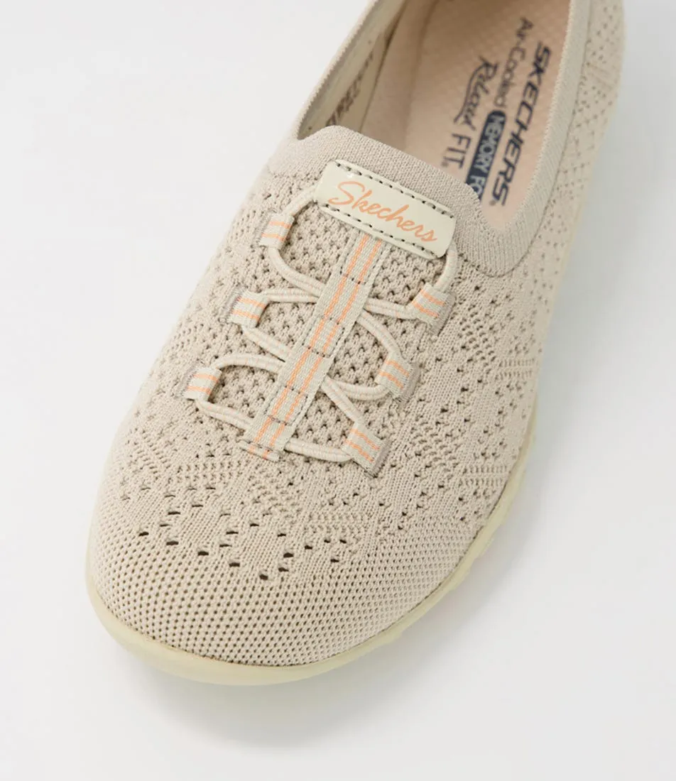 SKECHERS Breathe Taupe Textile Sneakers