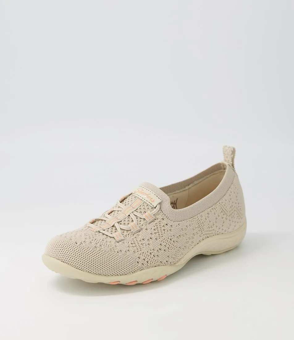 SKECHERS Breathe Taupe Textile Sneakers