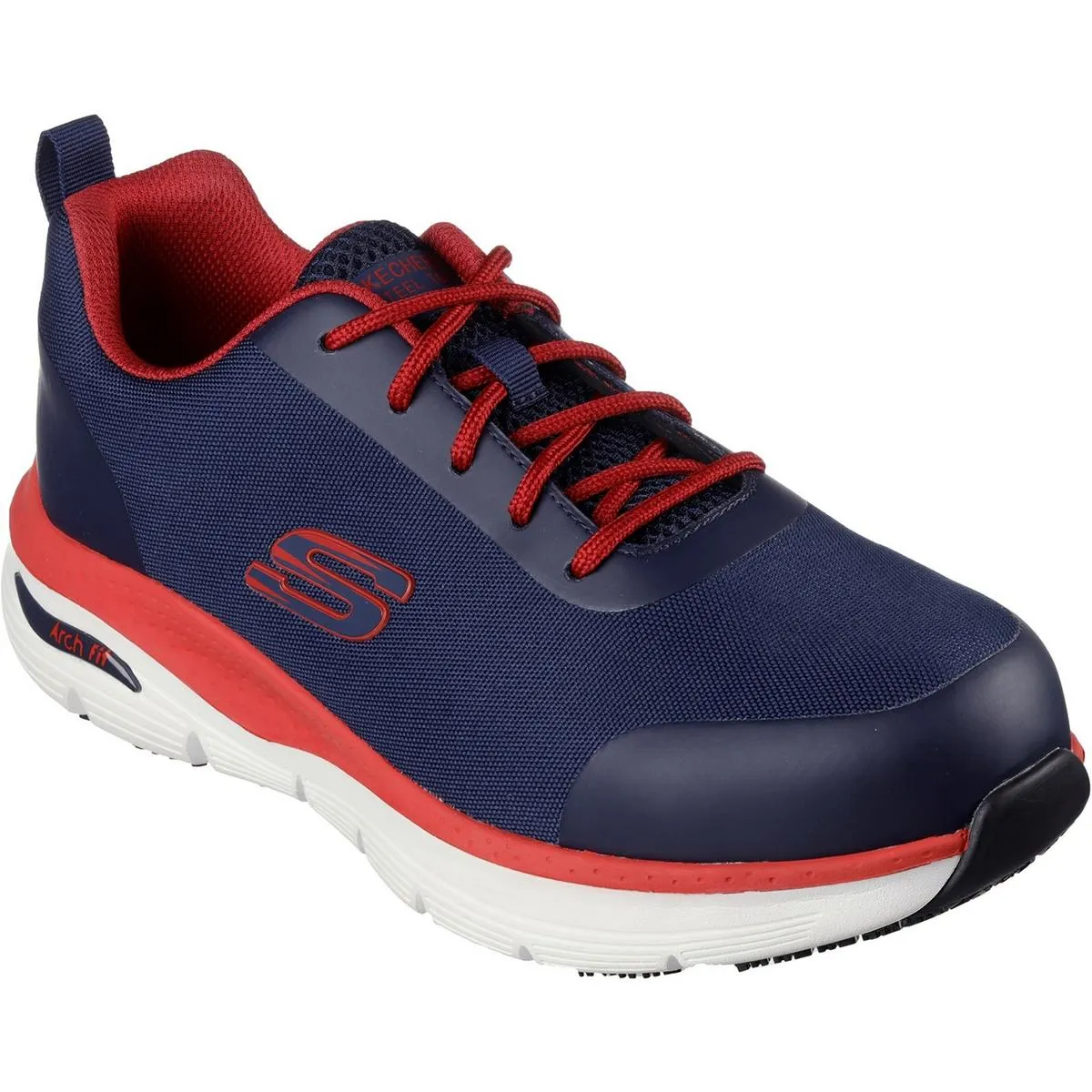 Skechers Workwear Arch Fit Sr Ringstap Safety Trainer Navy/Red