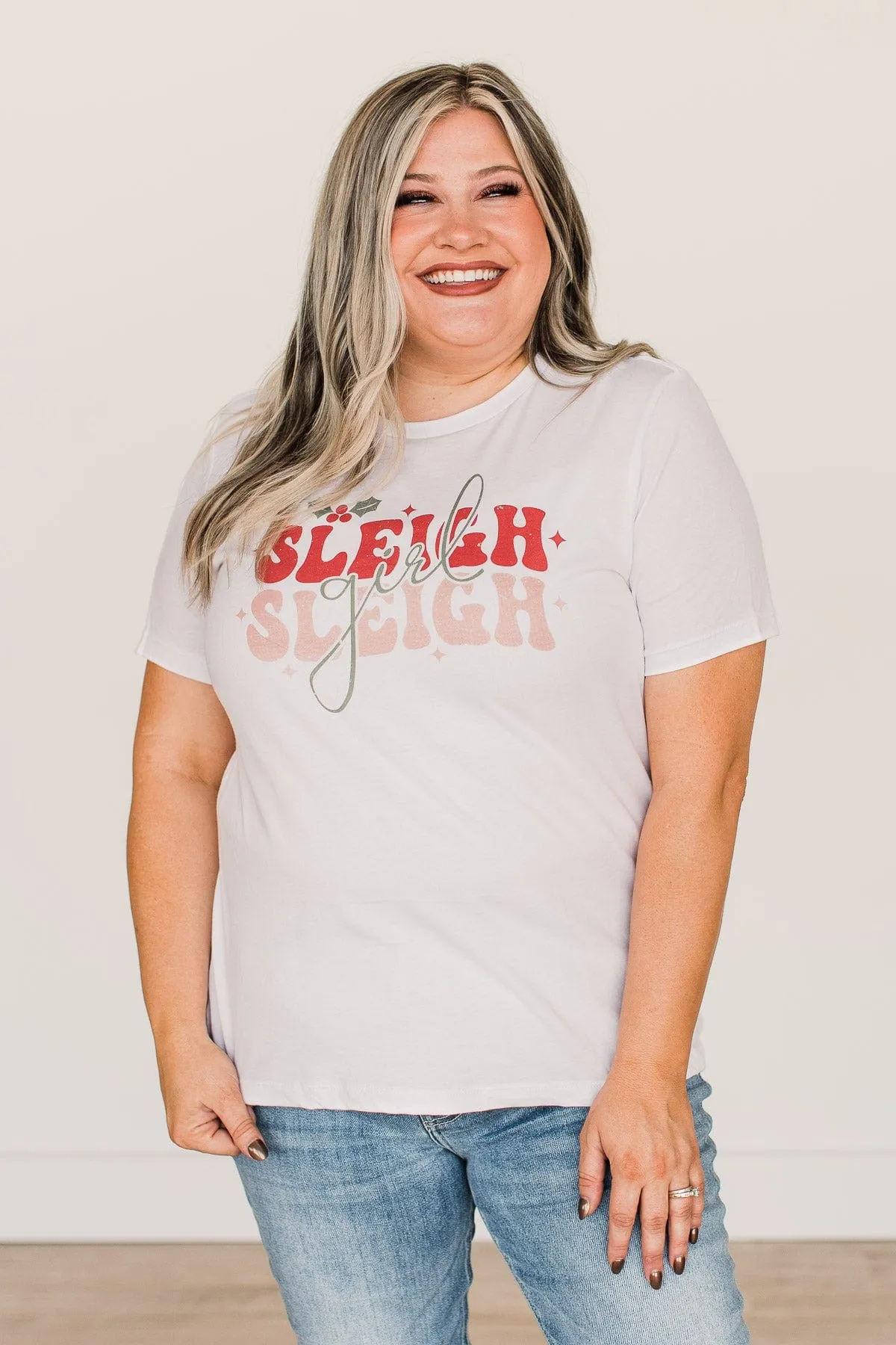 White Graphic Tee for Sleigh Girls