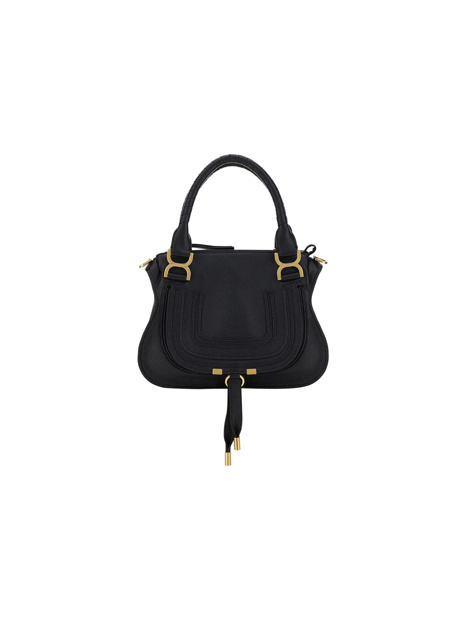 Black Small Marcie Grained Leather Bag