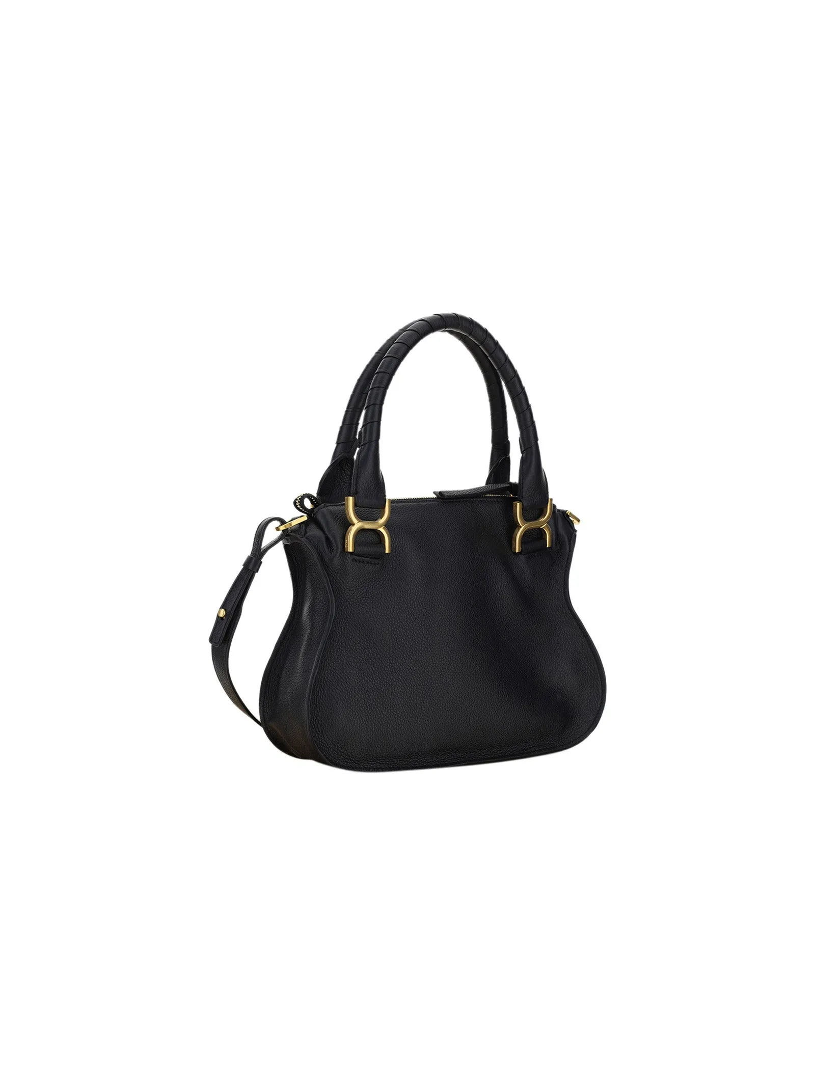 Black Small Marcie Grained Leather Bag