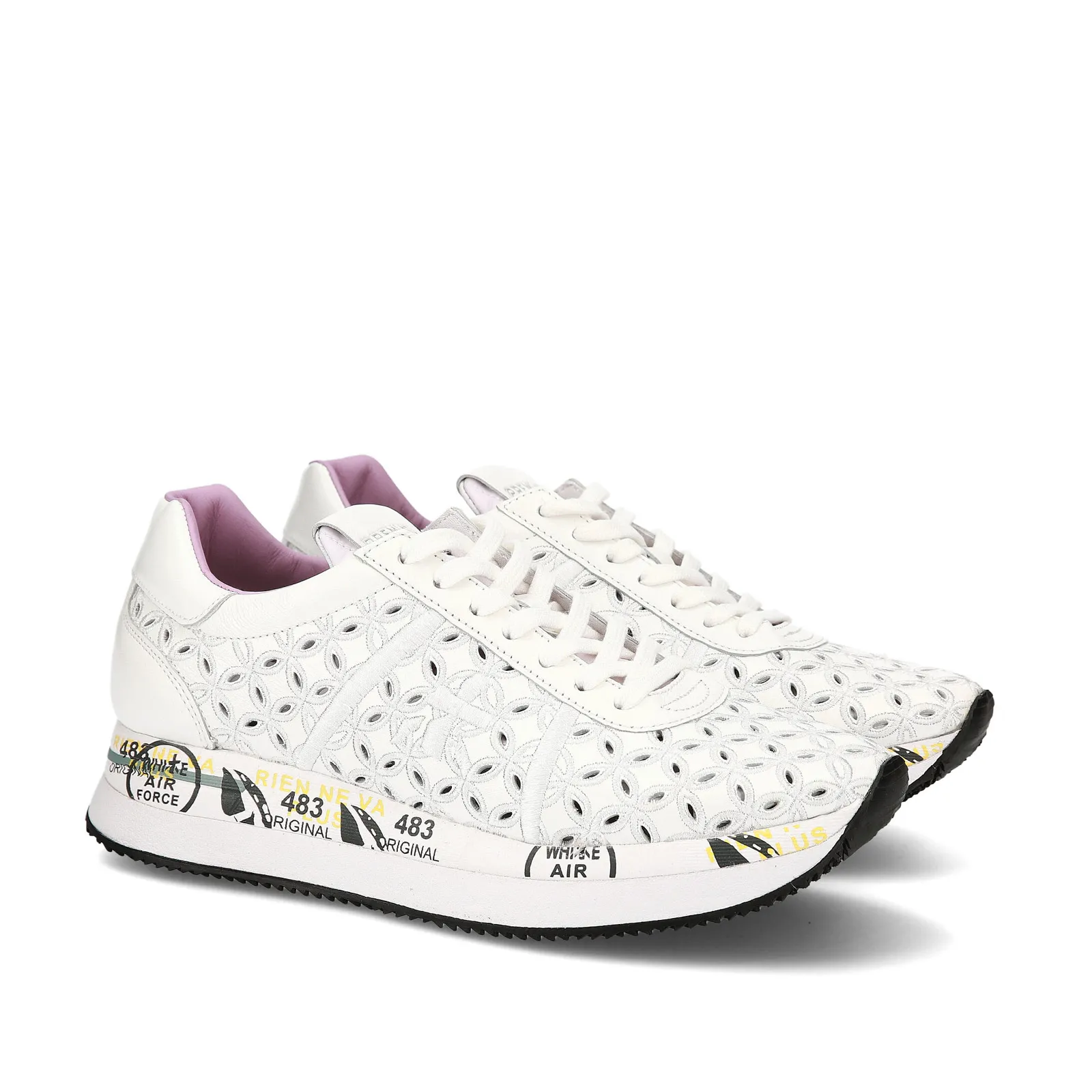 White leather perforated sneakers Conny.