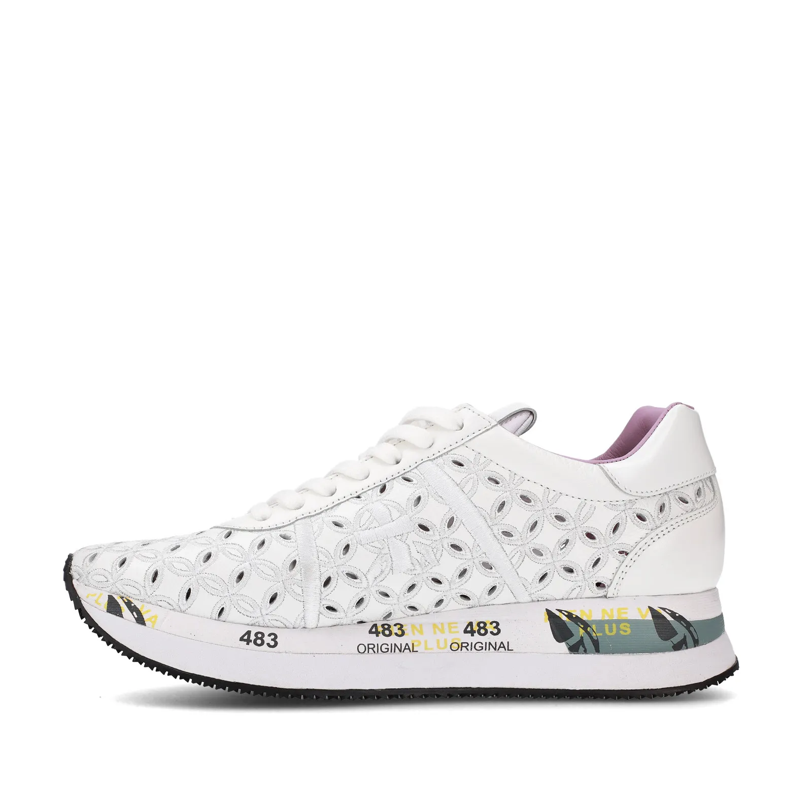 White leather perforated sneakers Conny.