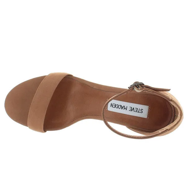 Tan Nubuck Mid-Heel Sandal by Steve Madden