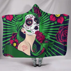 Sugar Skull Girl Hooded Blanket