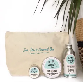 Sun, Sea & Coconut Bee' Gift Bag Set can be rewritten as Tropical Beach Coconut Gift Bag Set.