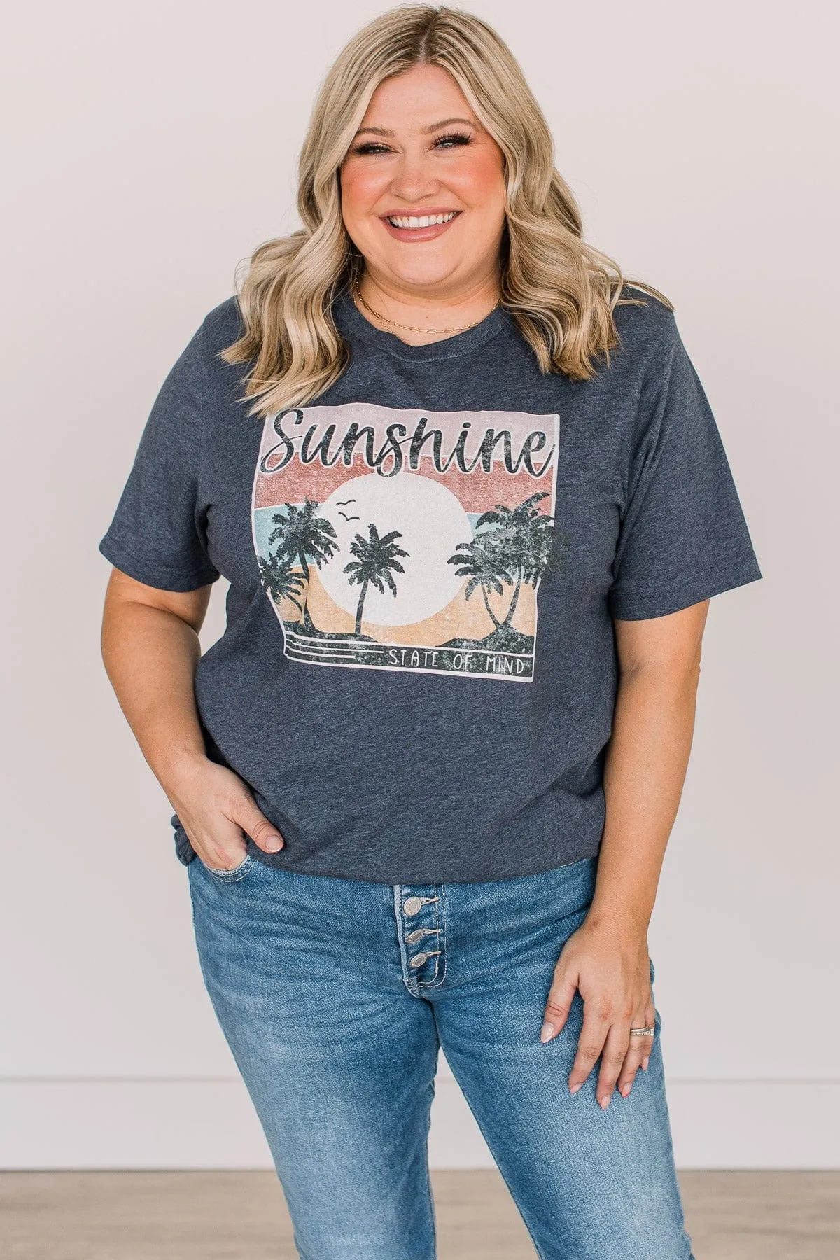 Navy Graphic Tee with Sunshine State Theme