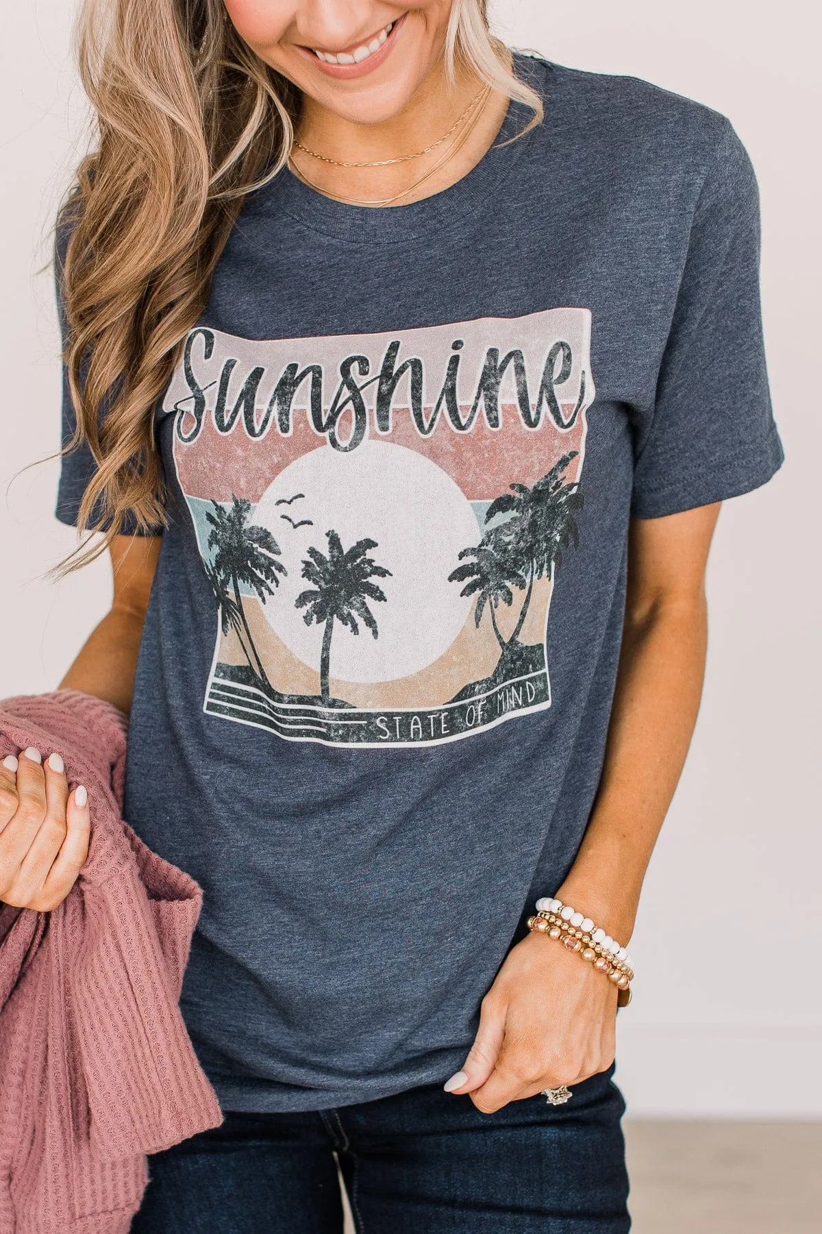 Navy Graphic Tee with Sunshine State Theme