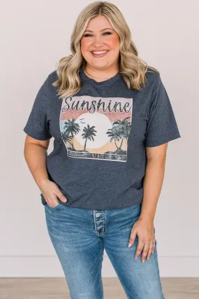 Navy Graphic Tee with Sunshine State Theme