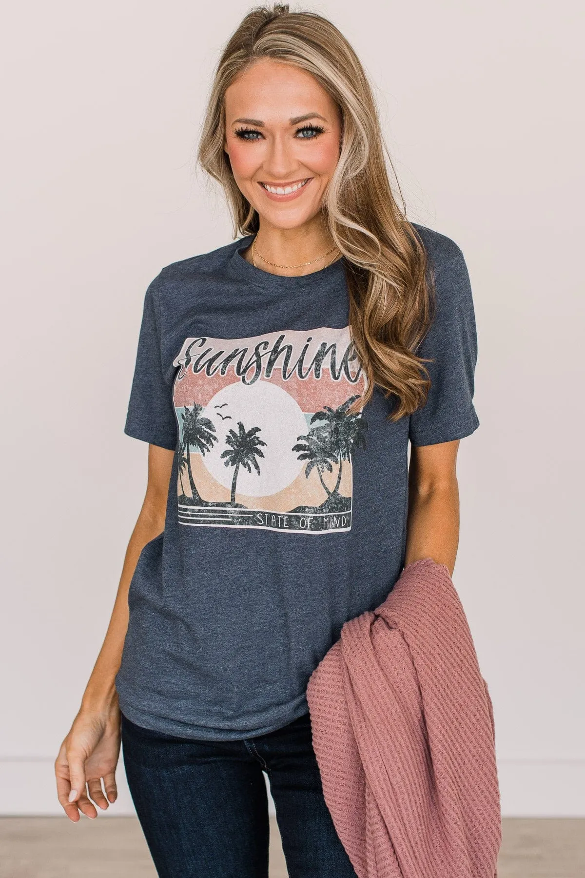 Navy Graphic Tee with Sunshine State Theme